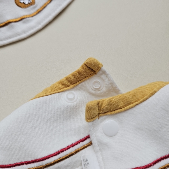White and Yellow Bibs with Cute Embroidered Designs - Picture 5 of 10